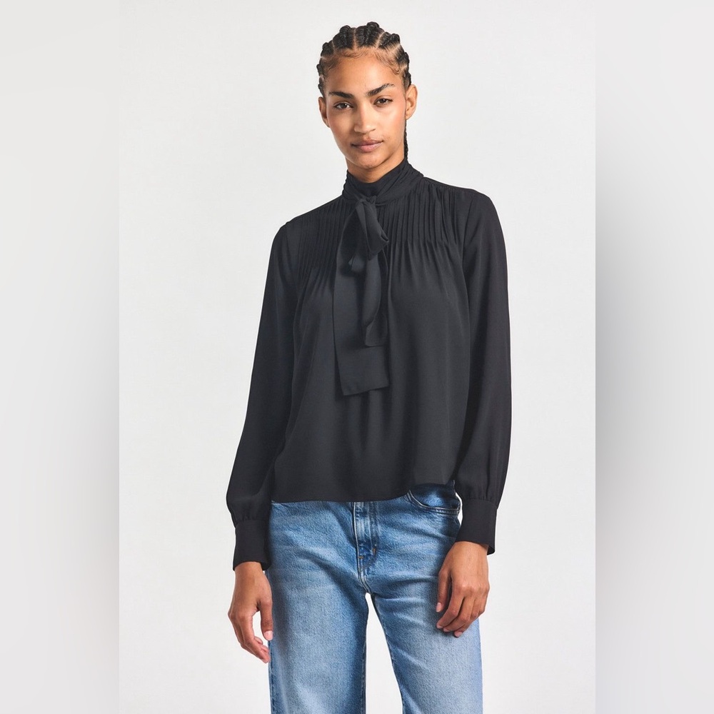 Derek Lam 10 Crosby Valentine Neck Tie Blouse Black Size 0